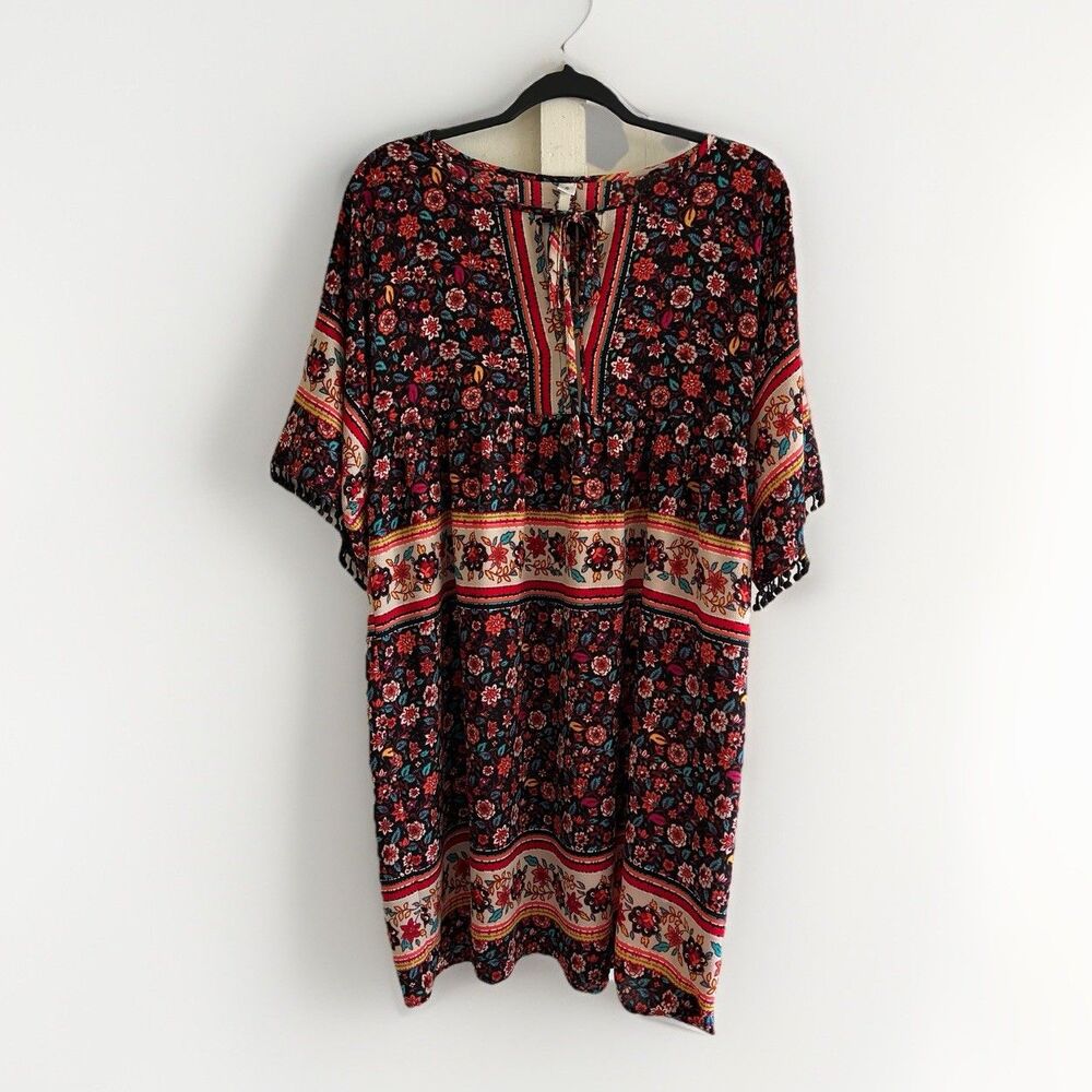 Uncle Frank Anthropologie Dres Black Sz Small  Floral Boho Hippie Beach